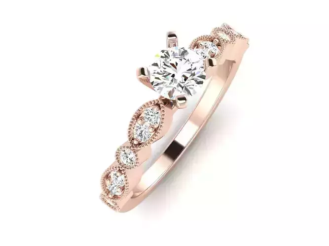 solitaire wedding engagement women ring 3dm 12 render stl detail