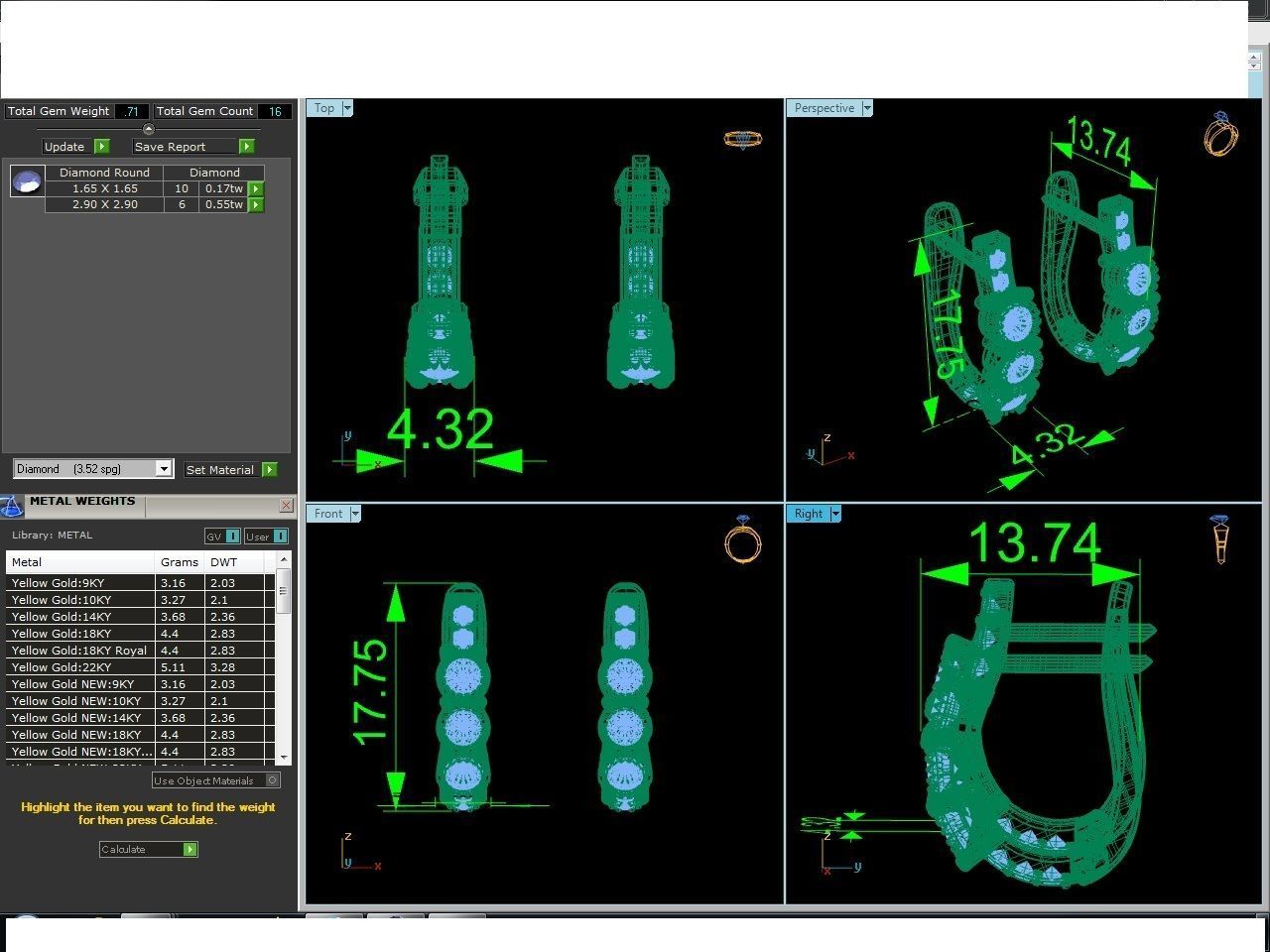 solitaire  women earrings  3dm 12 render stl detail 3D print model_2