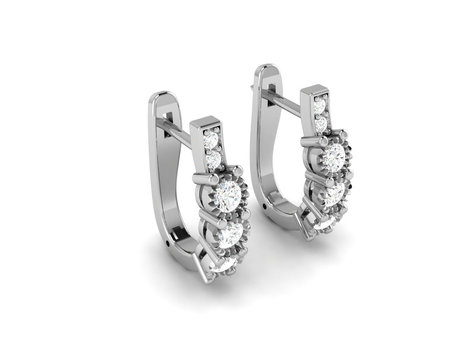 solitaire  women earrings  3dm 12 render stl detail 3D print model_7