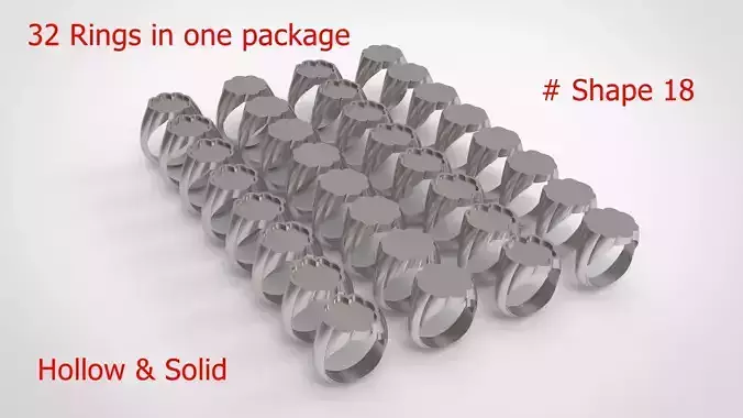 Signet Men Ring Pack No 18 3D print model