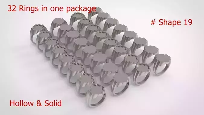 Signet Men Ring Pack No 19 3D print model