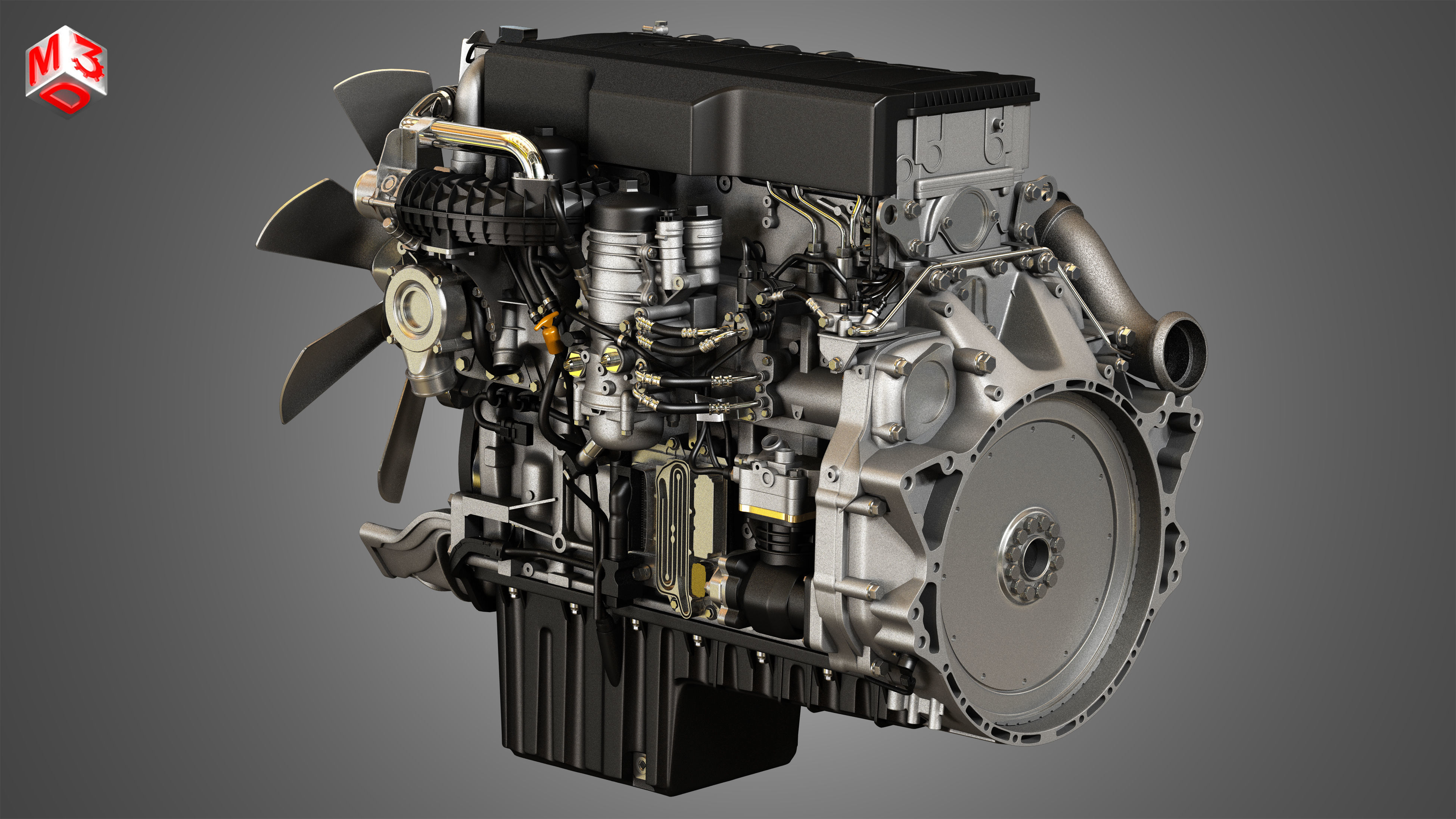 DD15 Heavy Duty Truck Engine - 6 Cylinder Diesel Engine 3D model_4