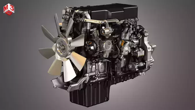  DD15 Heavy Duty Truck Engine - 6 Cylinder Diesel Engine 3D model