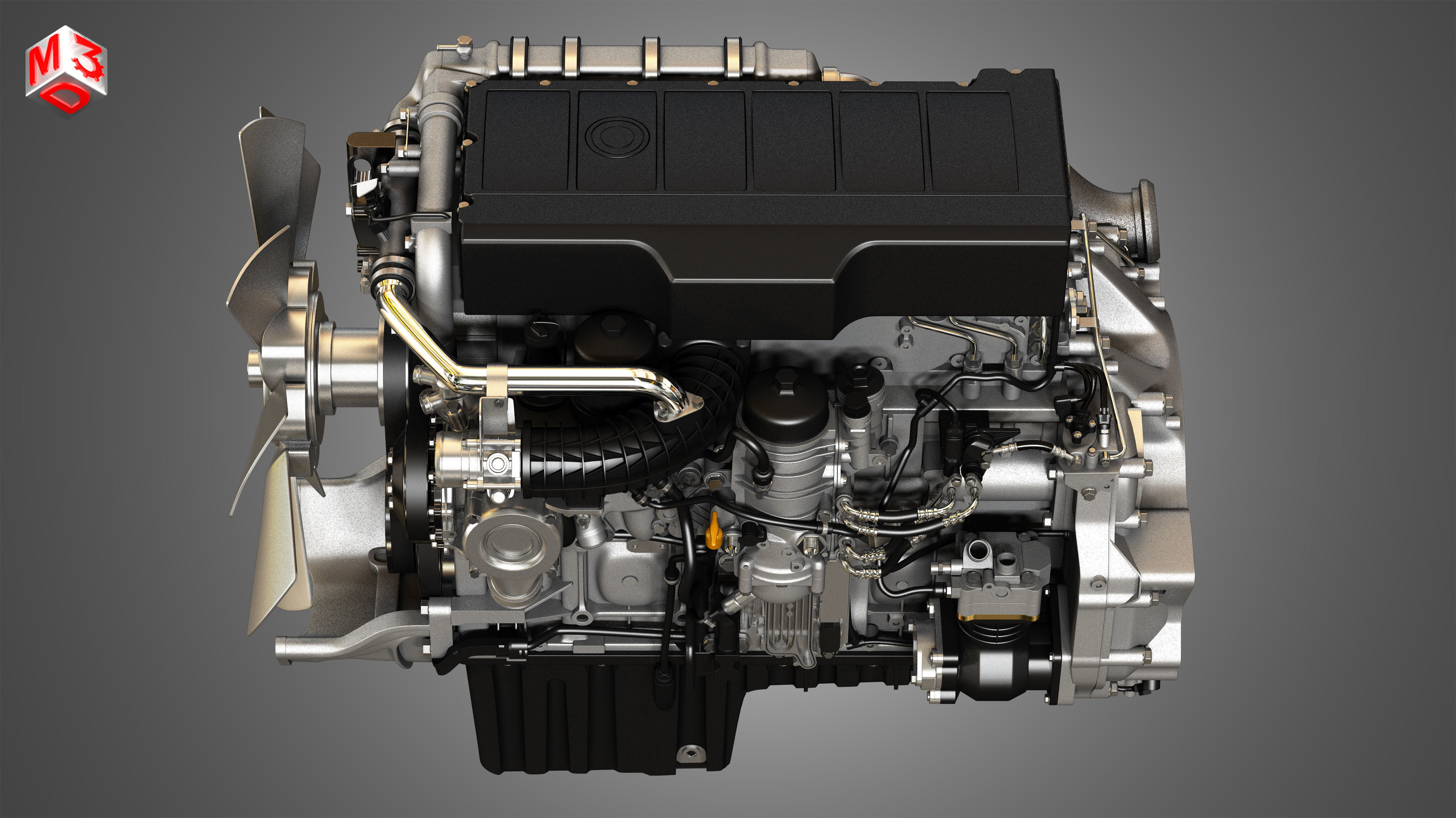 DD15 Heavy Duty Truck Engine - 6 Cylinder Diesel Engine 3D model_11