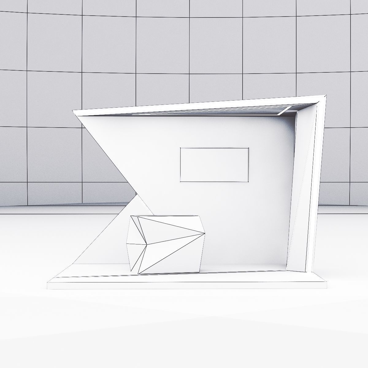 Futuristic Booth with deconstructed counter 3D model_11