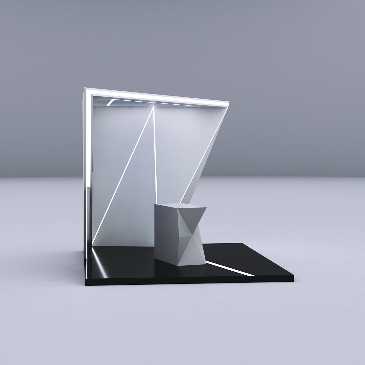Futuristic Booth with deconstructed counter 3D model_6