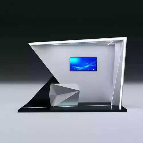 Futuristic Booth with deconstructed counter 3D model