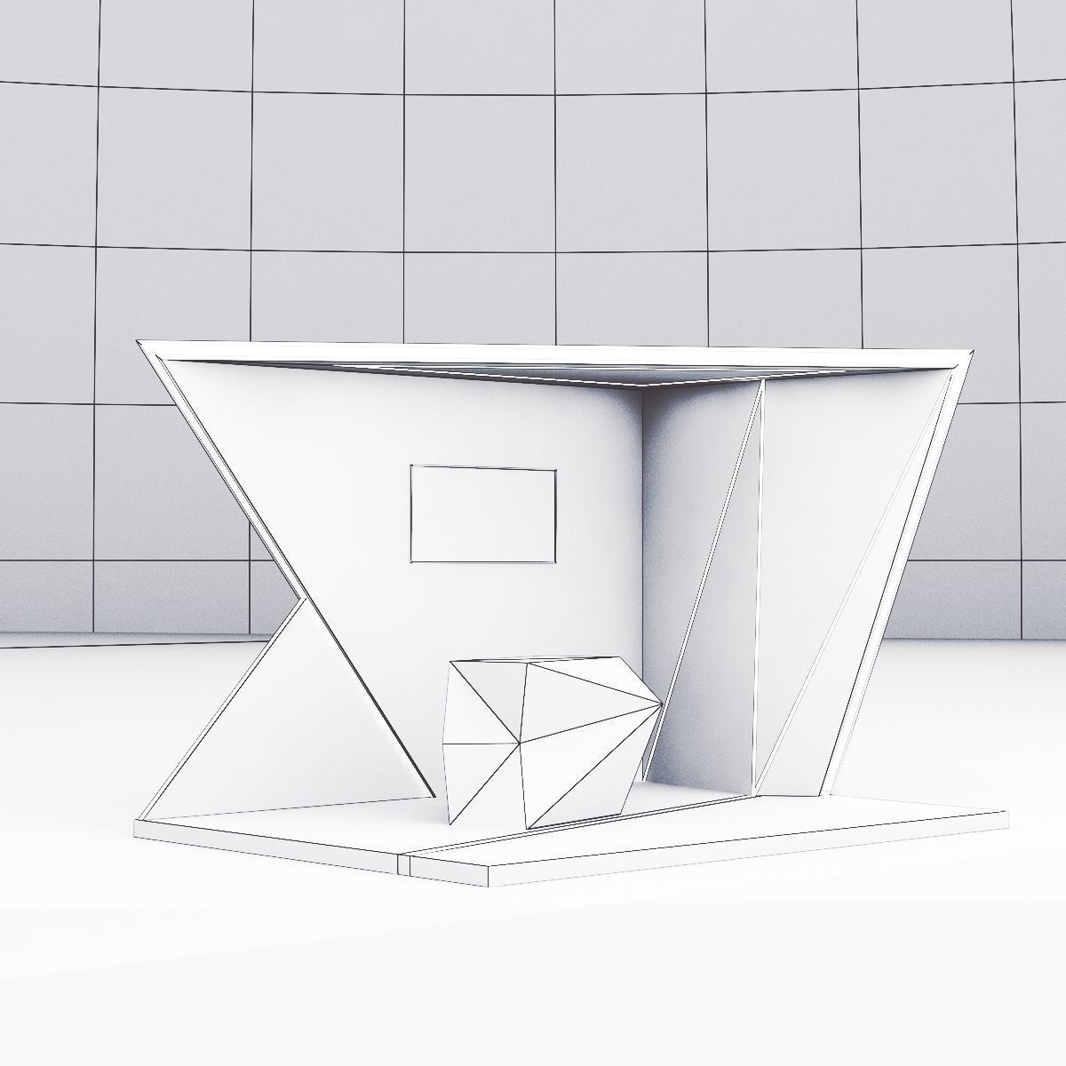 Futuristic Booth with deconstructed counter 3D model_12