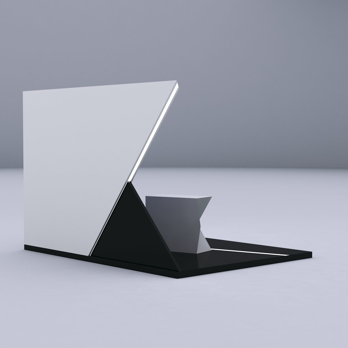 Futuristic Booth with deconstructed counter 3D model_5