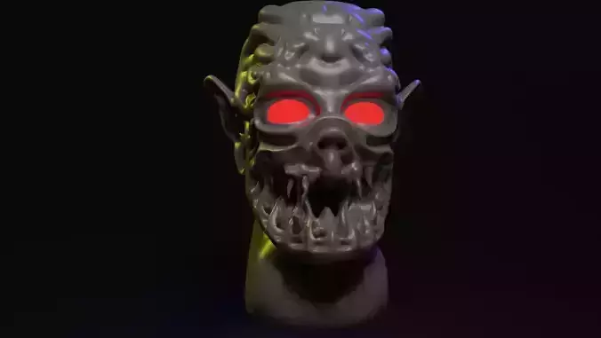 Sculpture skull with eyes