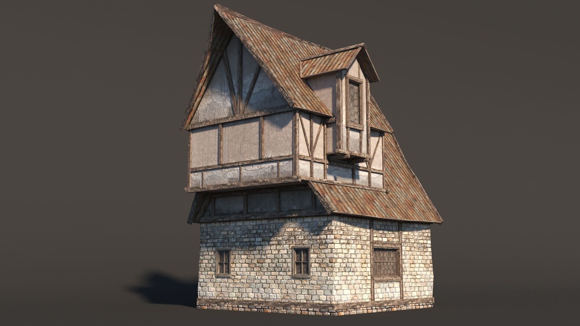 Fantasy Medieval House 02 3D model_9