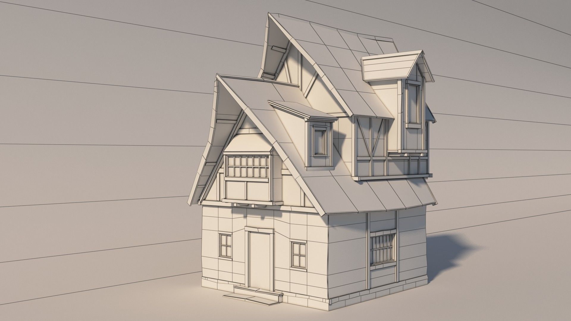 Fantasy Medieval House 02 3D model_1
