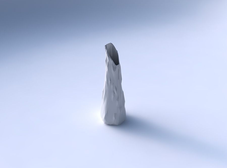 Vase top bent hexagon with low-polygon bulges 3D print model_3