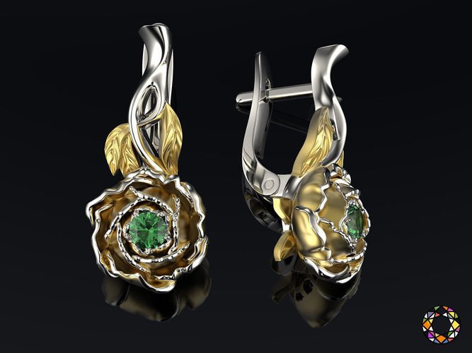 Peony fashion earrings 0202 3D print model