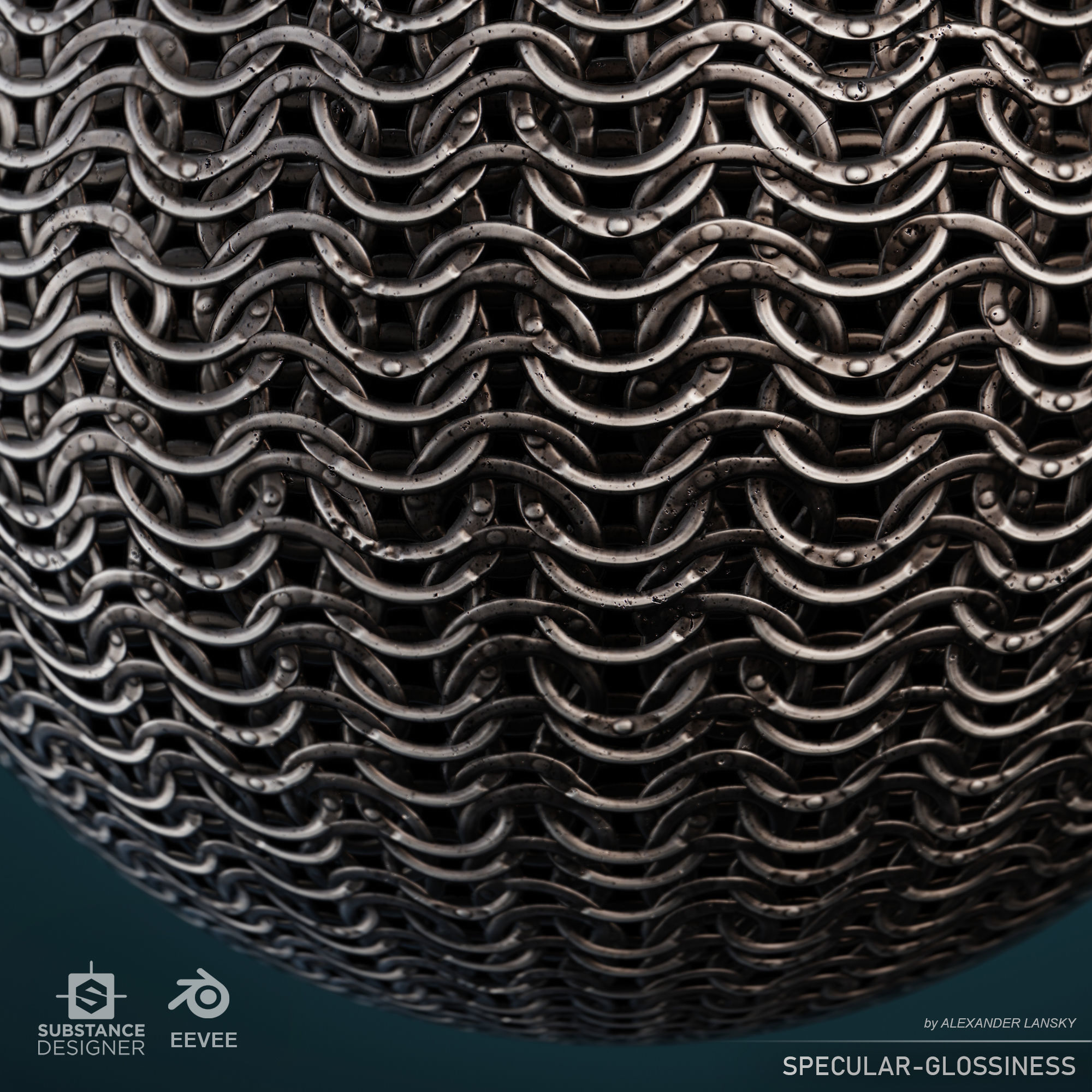 Riveted chainmail seamless material Texture_6