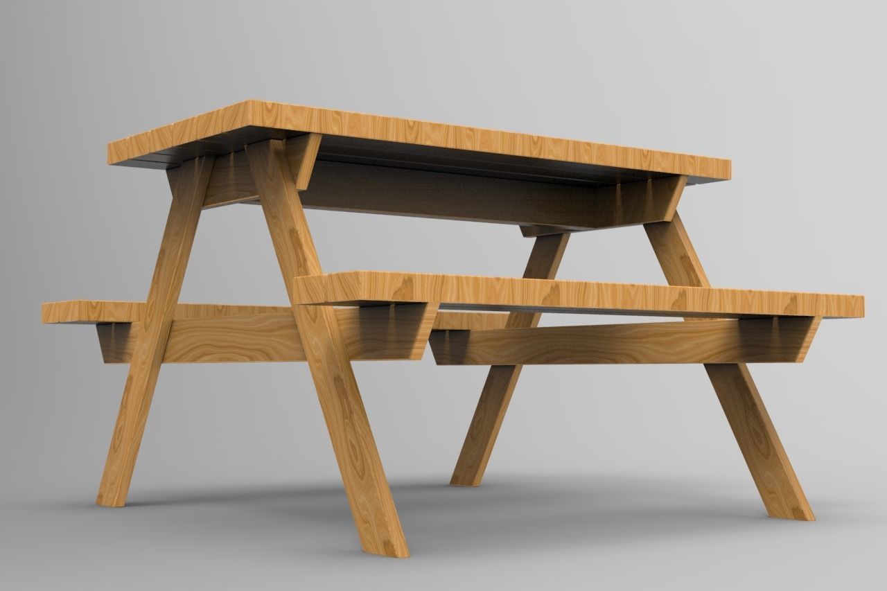 Outdoor Table Low-poly 3D model_3