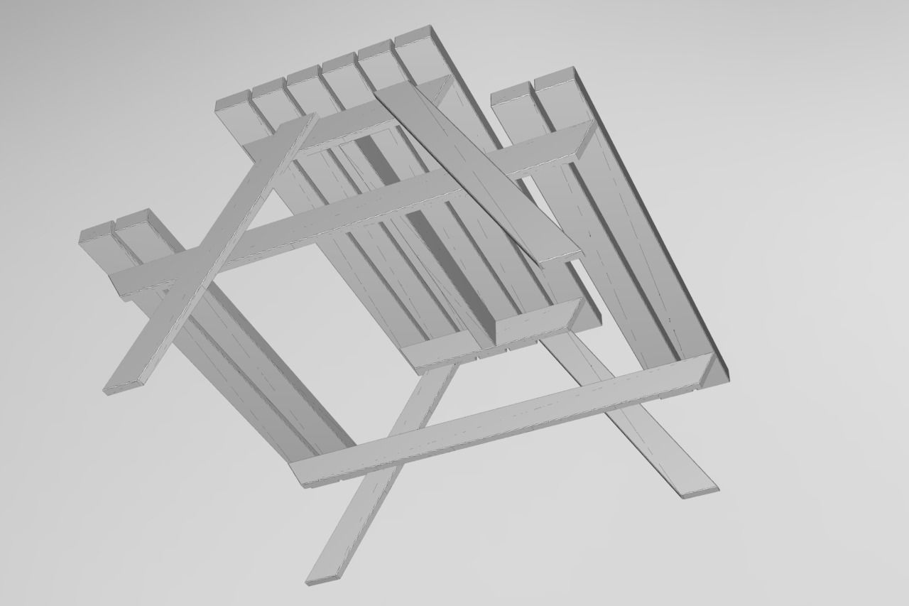 Outdoor Table Low-poly 3D model_9
