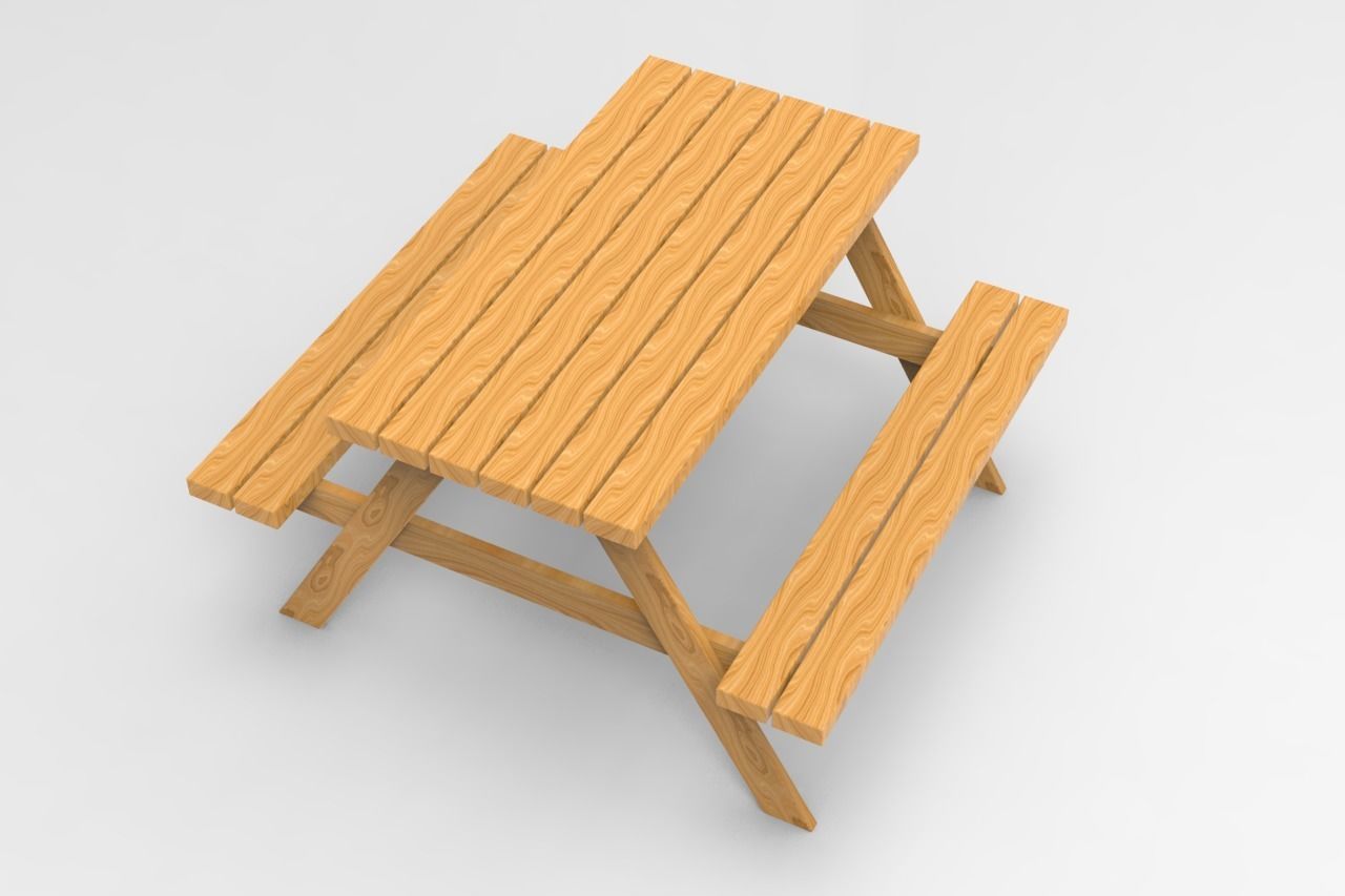 Outdoor Table Low-poly 3D model_1