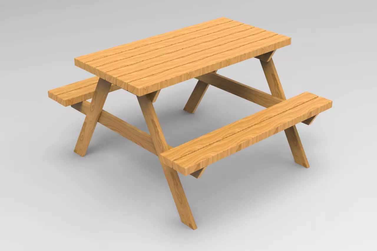 Outdoor Table Low-poly 3D model_0