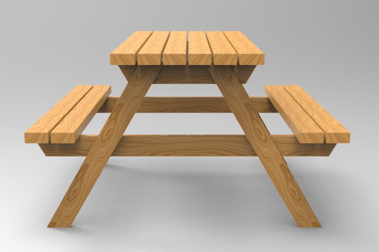 Outdoor Table Low-poly 3D model_2
