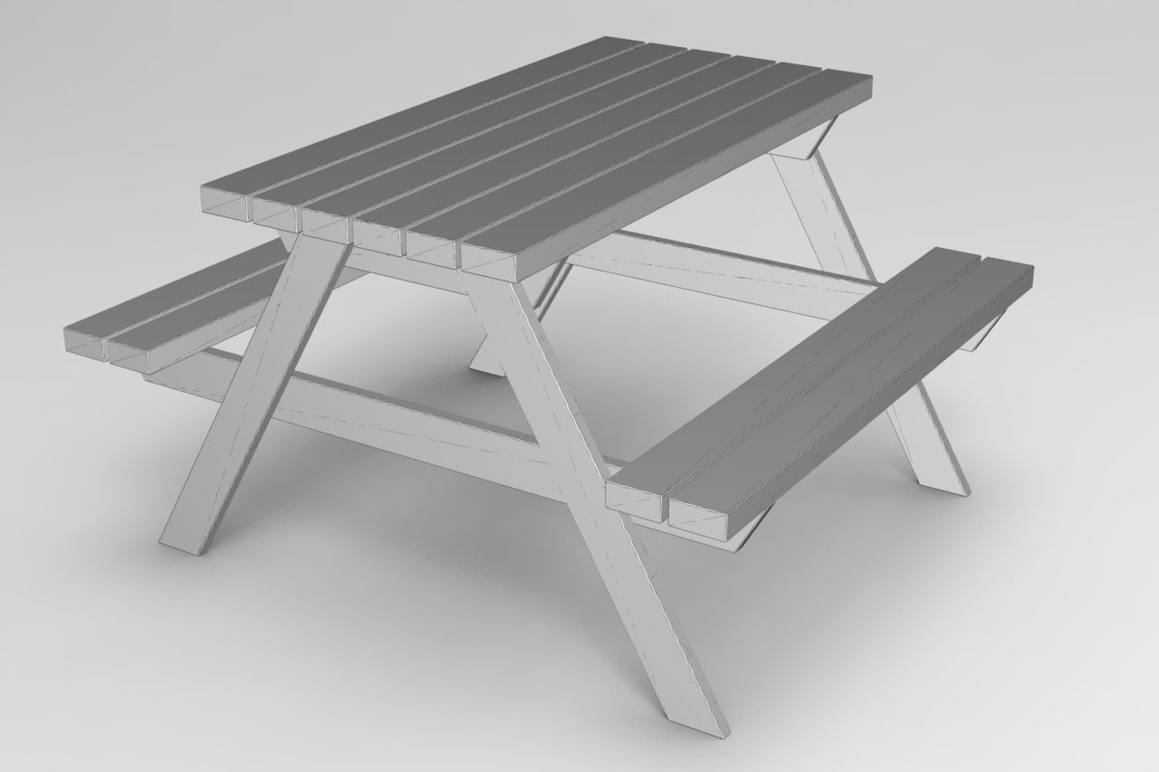 Outdoor Table Low-poly 3D model_8