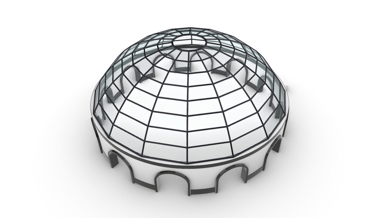 Dome Pavilion with Square Wireframe Structure and Panels 3D model_52