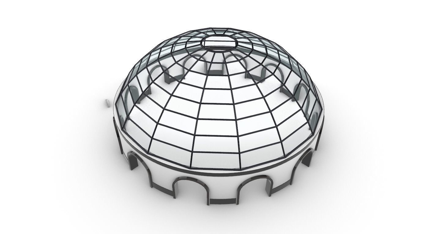 Dome Pavilion with Square Wireframe Structure and Panels 3D model_44