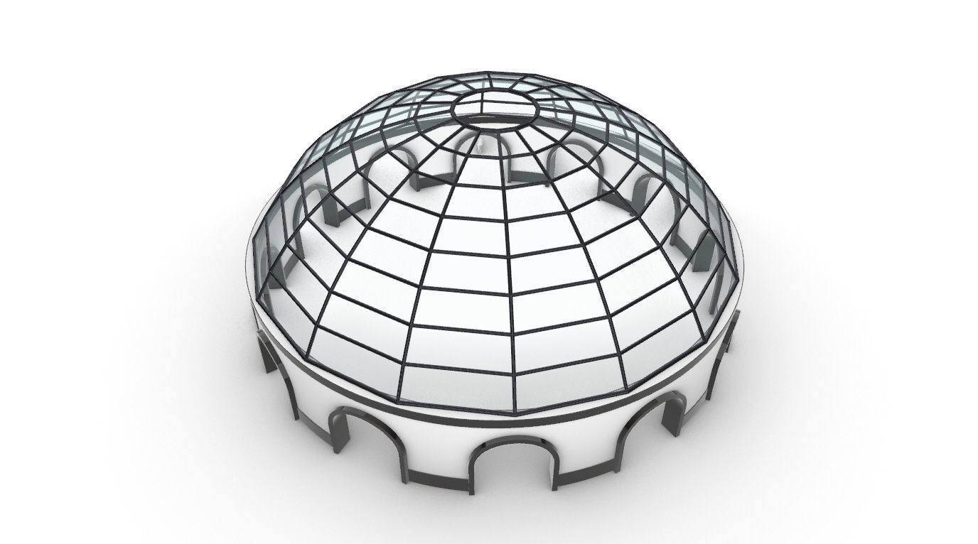 Dome Pavilion with Square Wireframe Structure and Panels 3D model_48
