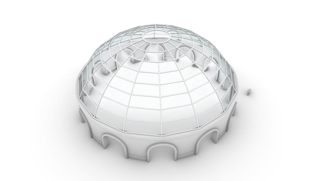 Dome Pavilion with Square Wireframe Structure and Panels 3D model_73