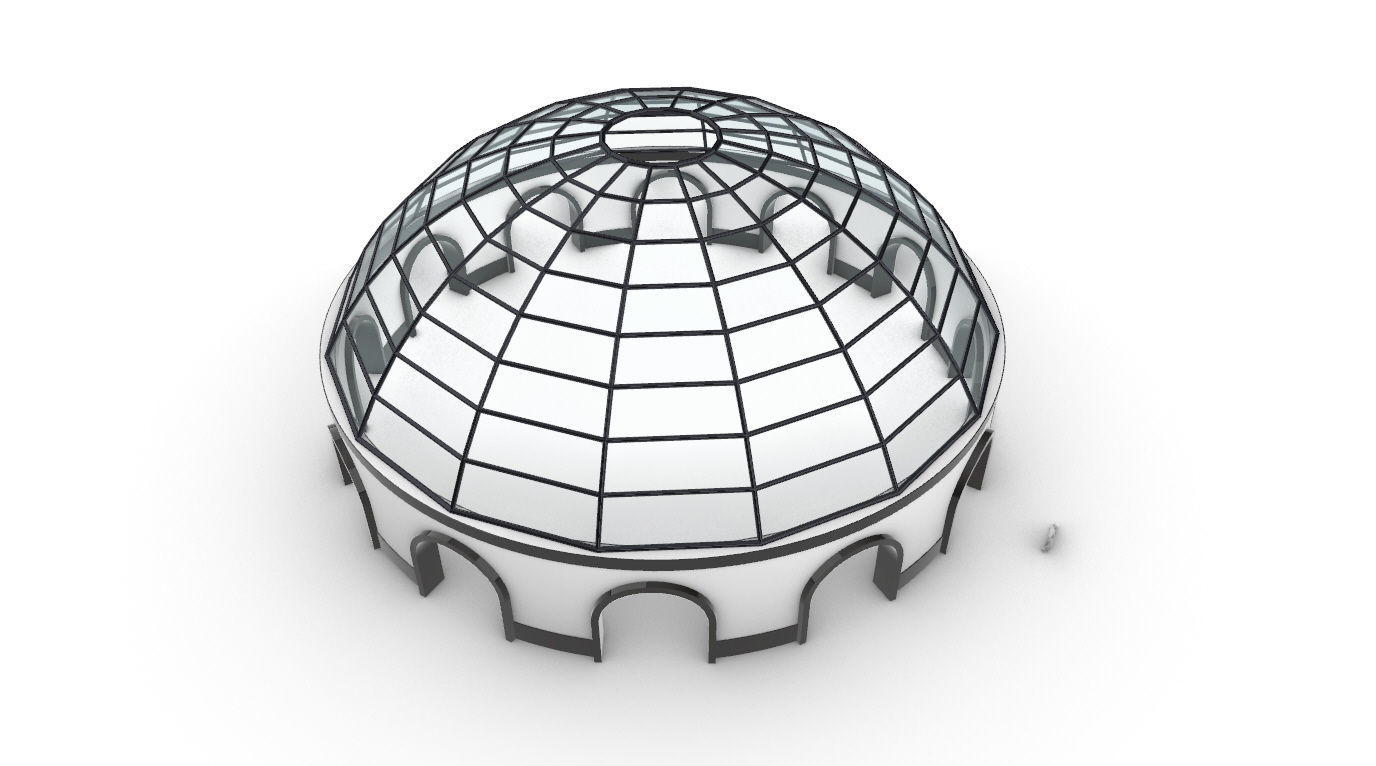 Dome Pavilion with Square Wireframe Structure and Panels 3D model_55
