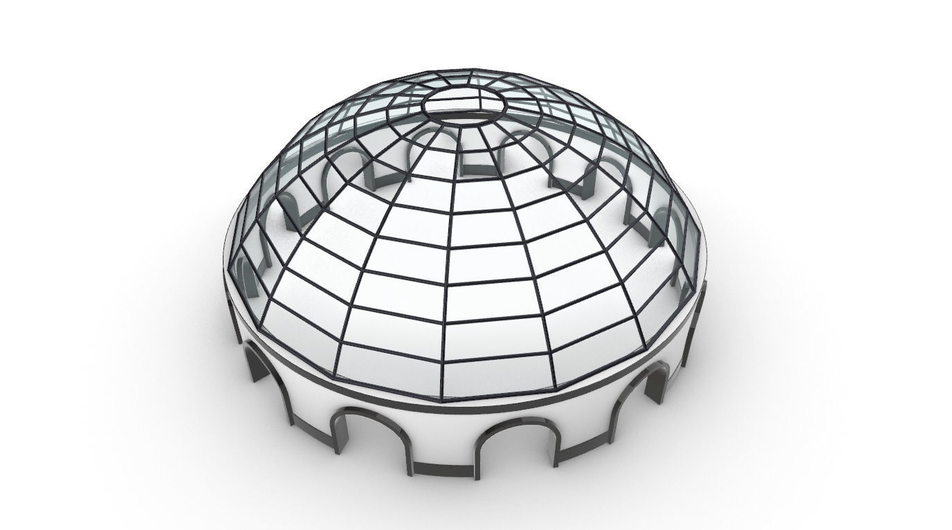 Dome Pavilion with Square Wireframe Structure and Panels 3D model_51