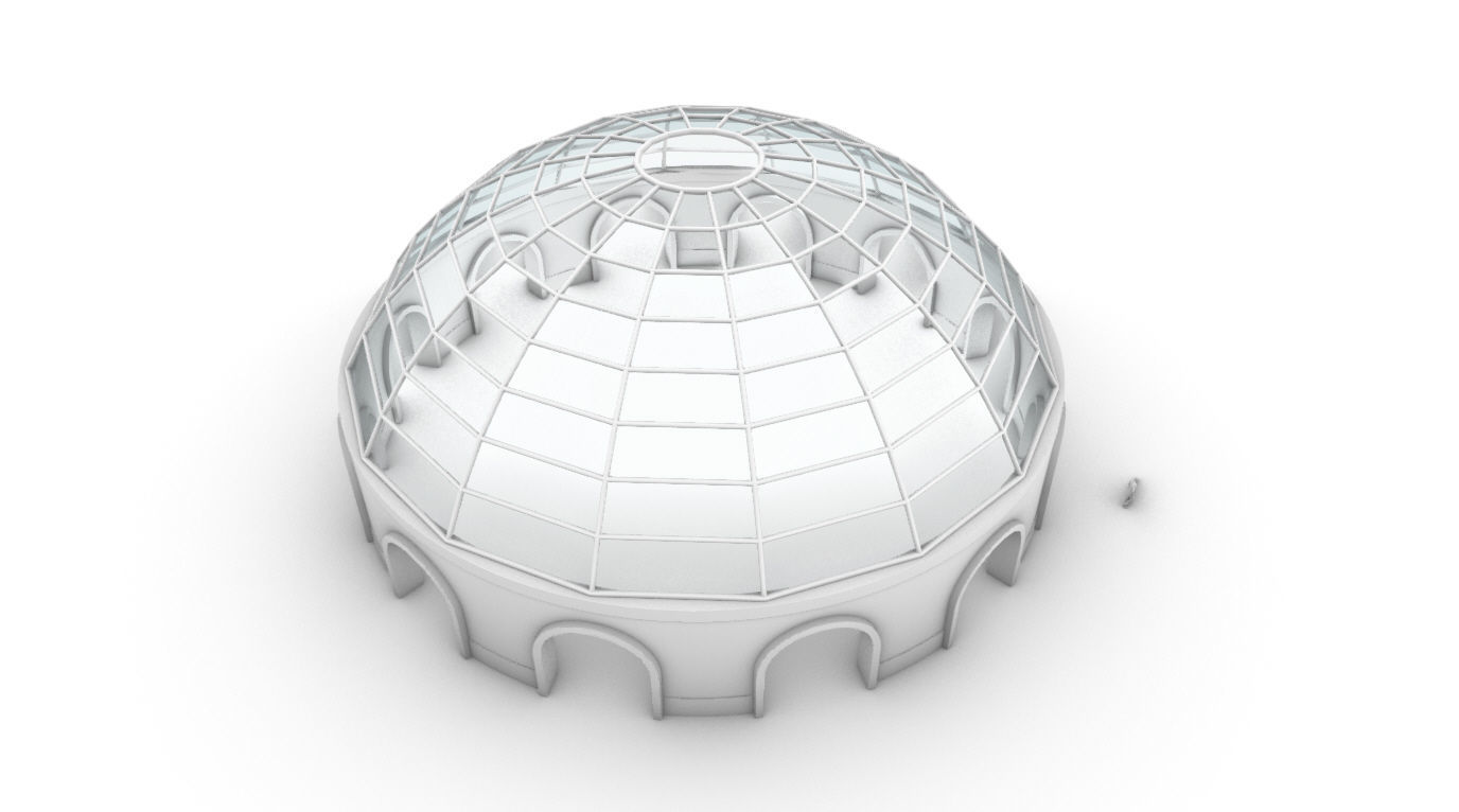 Dome Pavilion with Square Wireframe Structure and Panels 3D model_74
