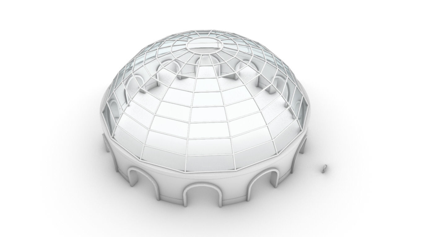 Dome Pavilion with Square Wireframe Structure and Panels 3D model_75