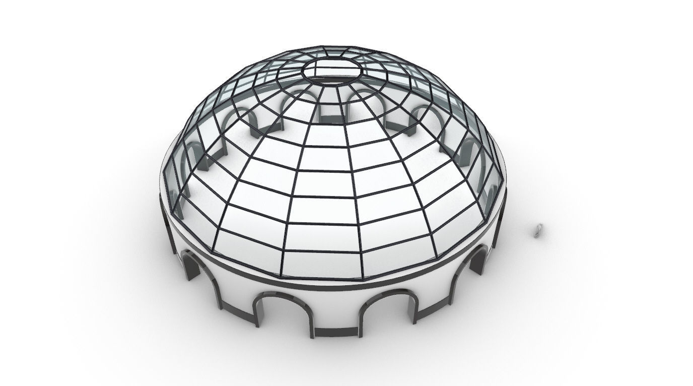 Dome Pavilion with Square Wireframe Structure and Panels 3D model_54