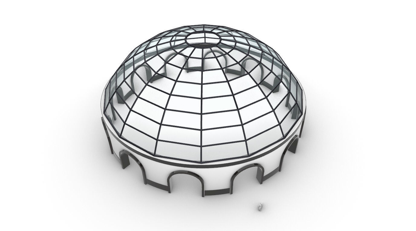 Dome Pavilion with Square Wireframe Structure and Panels 3D model_57
