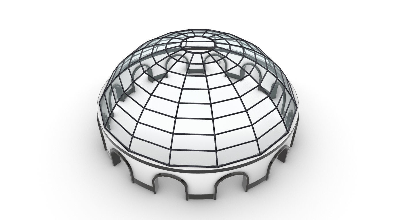 Dome Pavilion with Square Wireframe Structure and Panels 3D model_49
