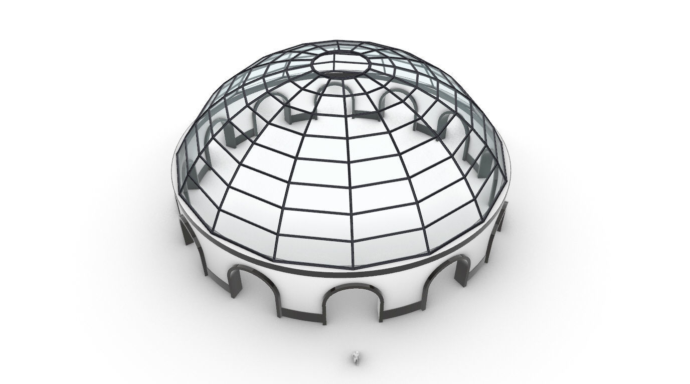 Dome Pavilion with Square Wireframe Structure and Panels 3D model_58
