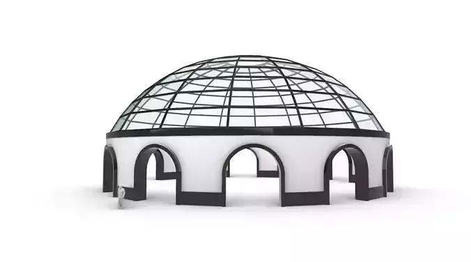 Dome Pavilion with Square Wireframe Structure and Panels