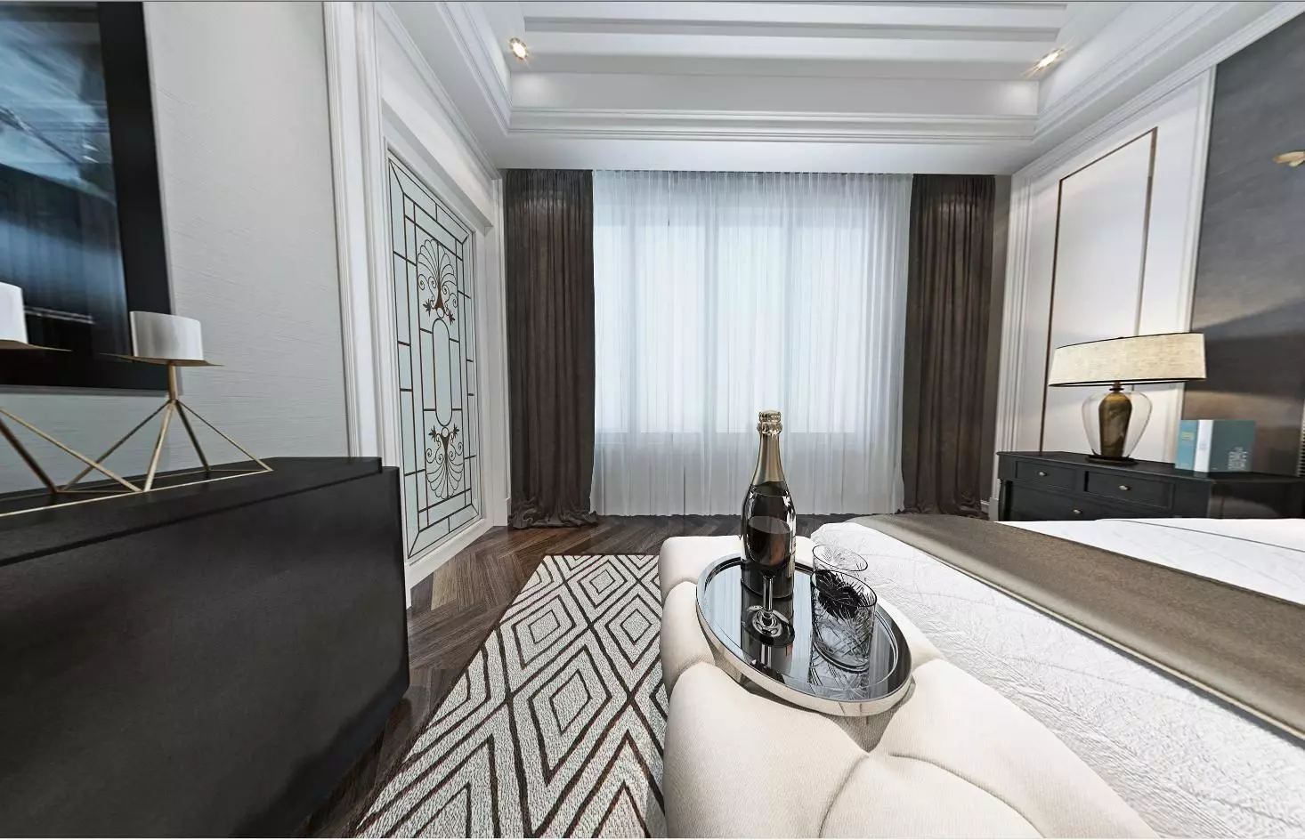 Modern European bedroom Vray 3Dmax model 3D model