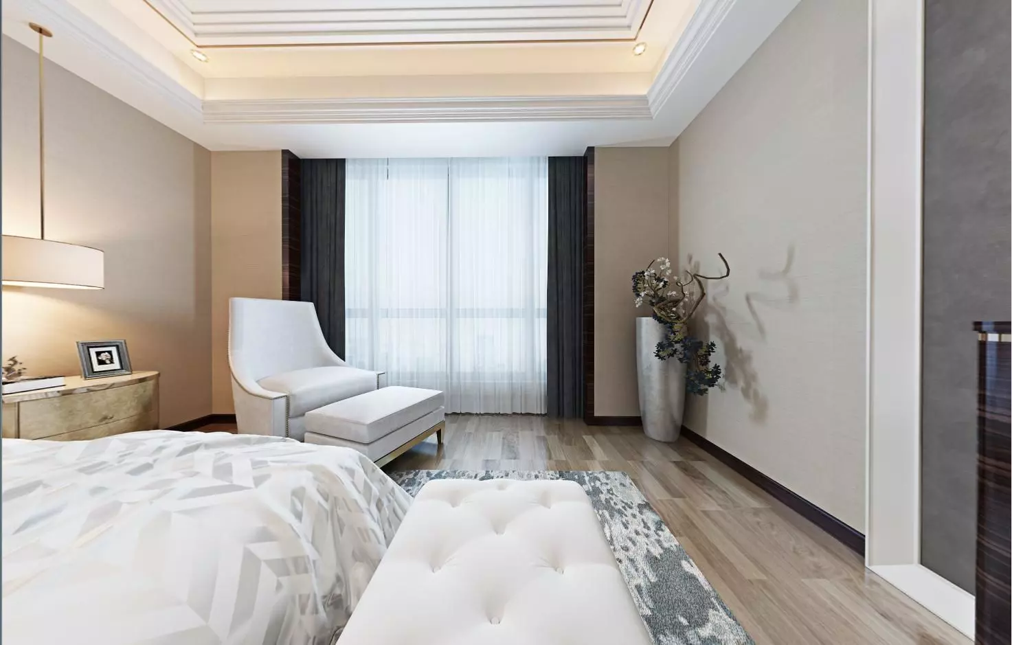 Modern European bedroom Vray 3Dmax model-D13 3D model