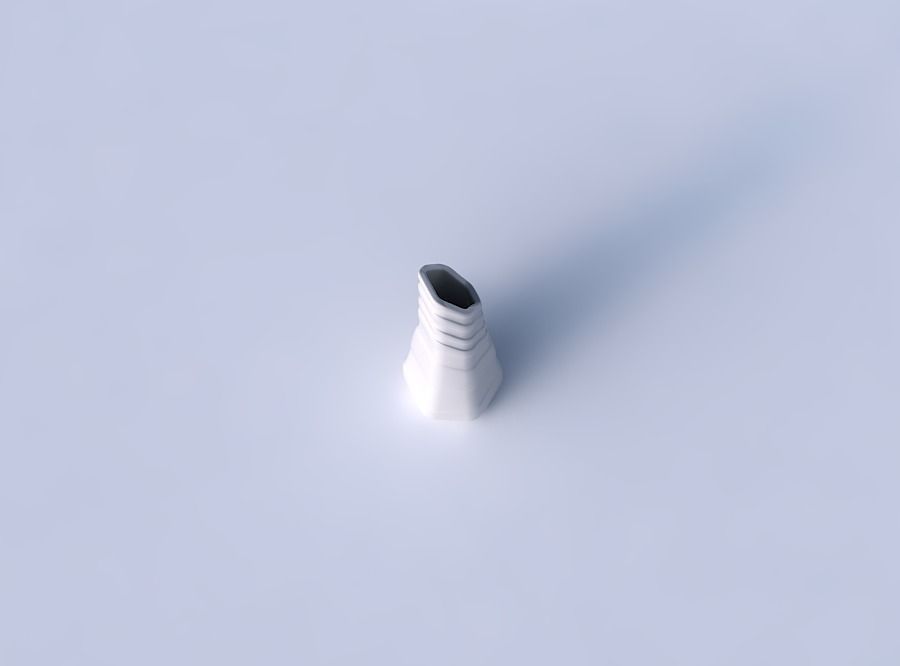 Vase top bent hexagon with smooth horizontal ribbons 3D print model_2