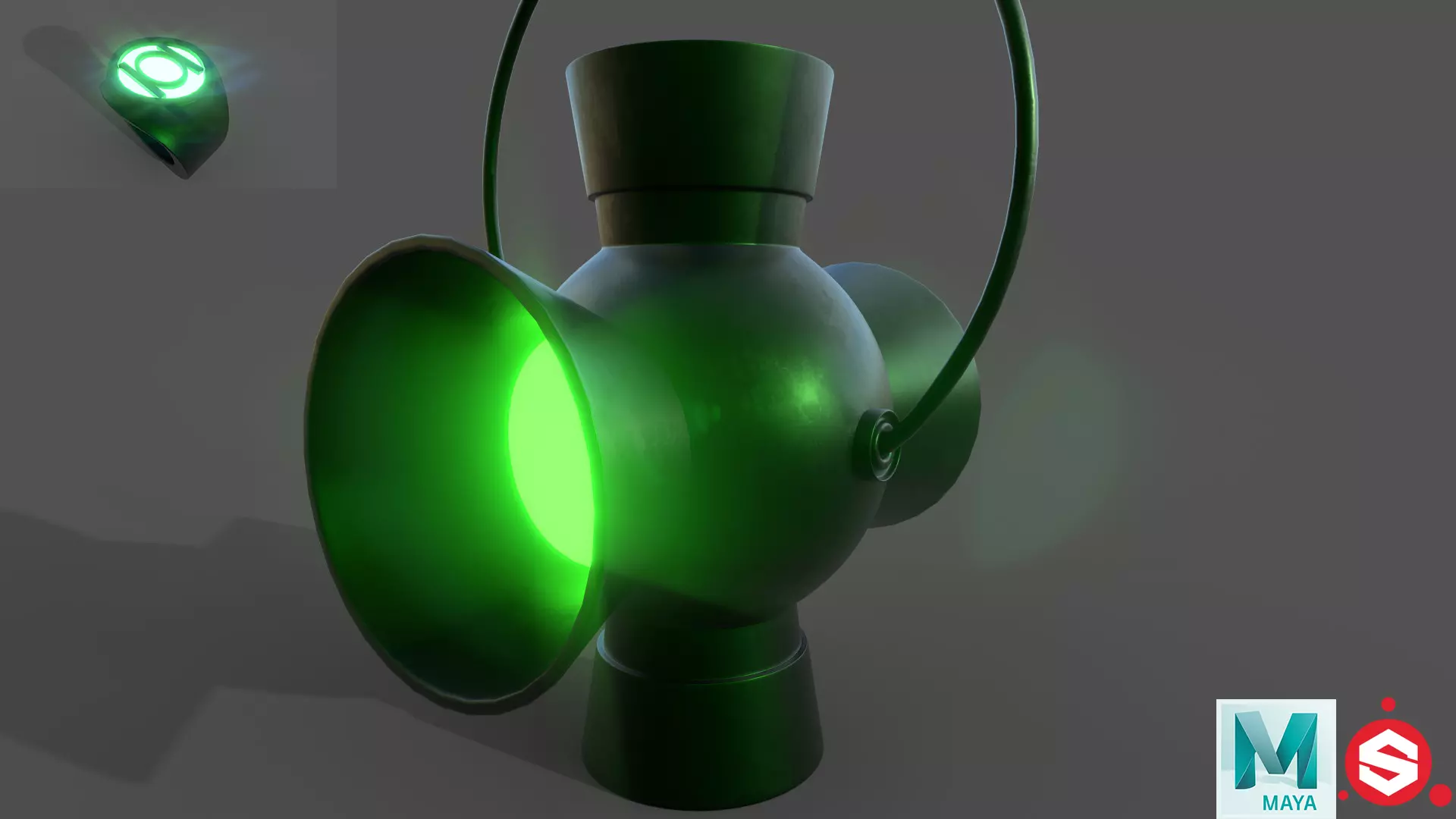 Green Lantern Power Battery and Ring 3D model_0