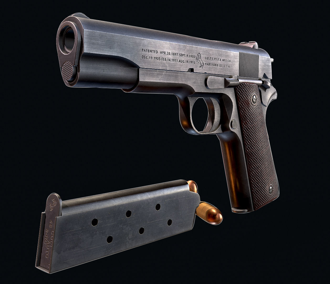 Colt M1911 Low-poly 3D model_4
