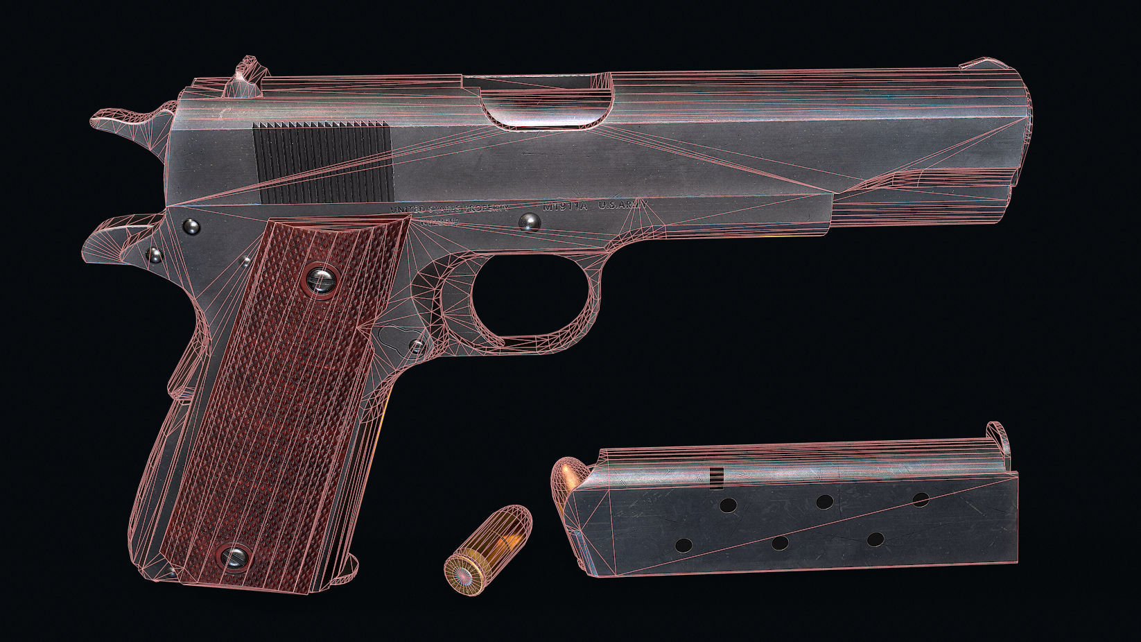 Colt M1911 Low-poly 3D model_8