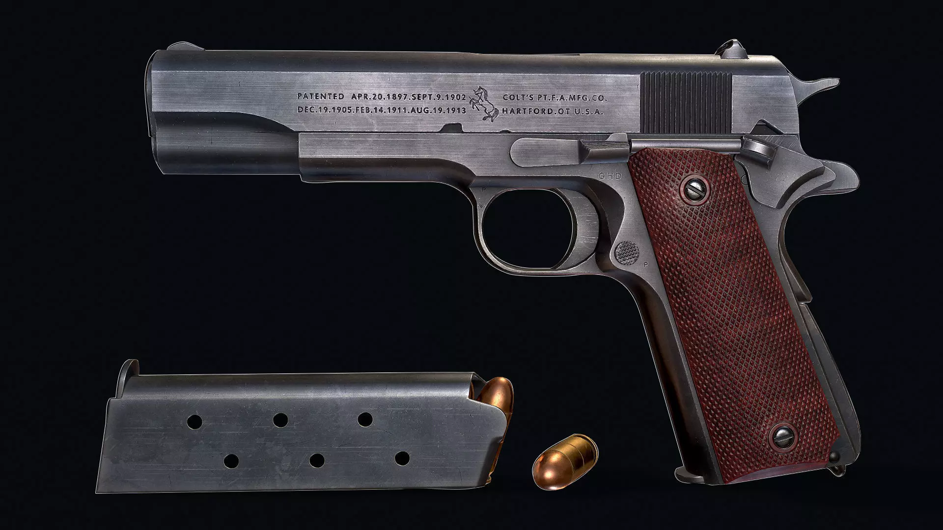 Colt M1911 Low-poly 3D model_0