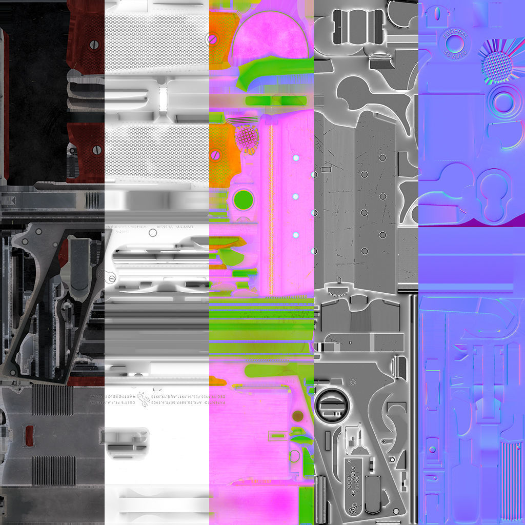 Colt M1911 Low-poly 3D model_9