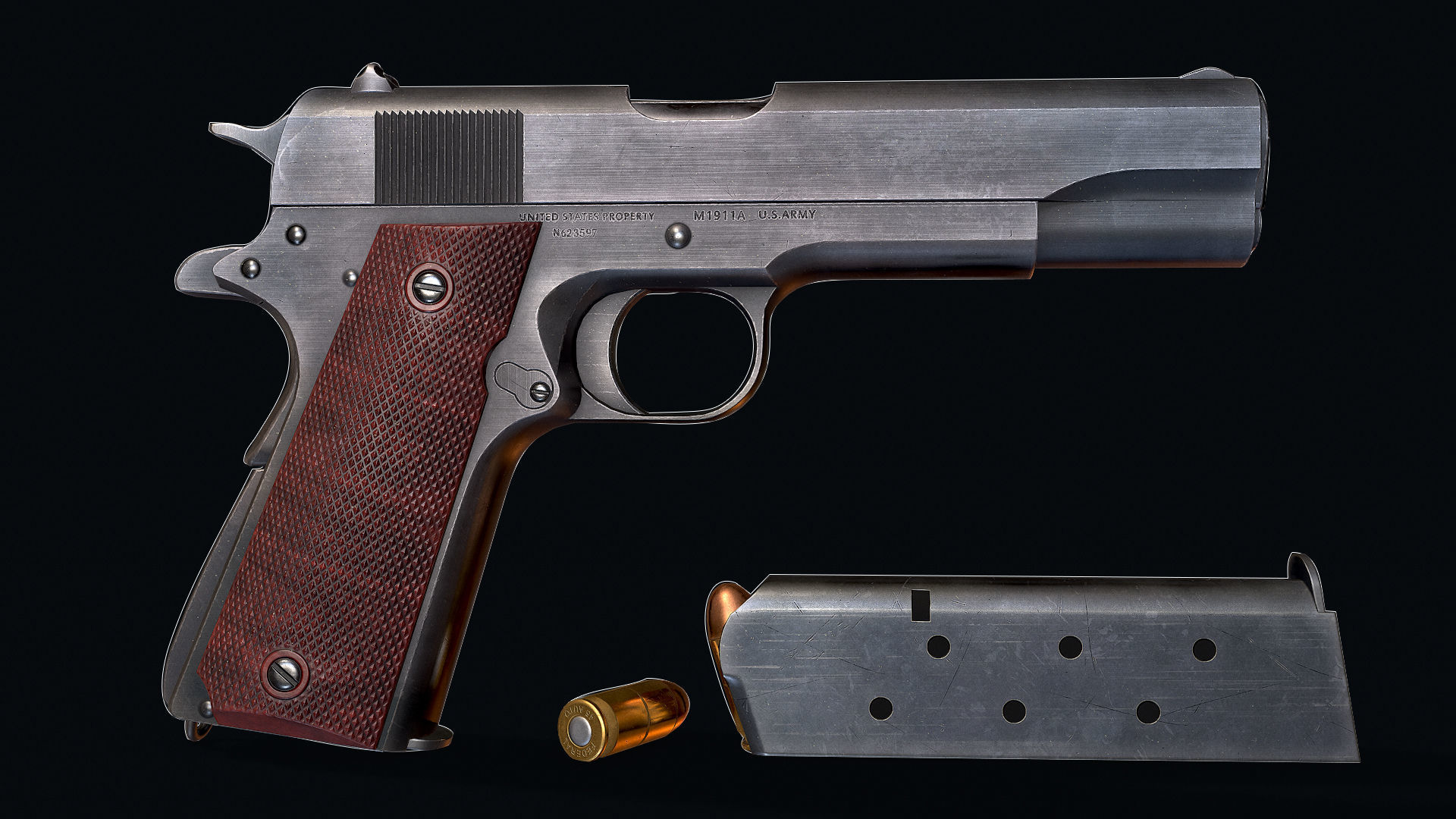 Colt M1911 Low-poly 3D model_1