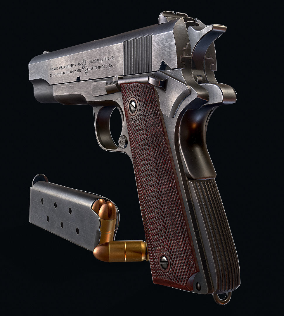 Colt M1911 Low-poly 3D model_3