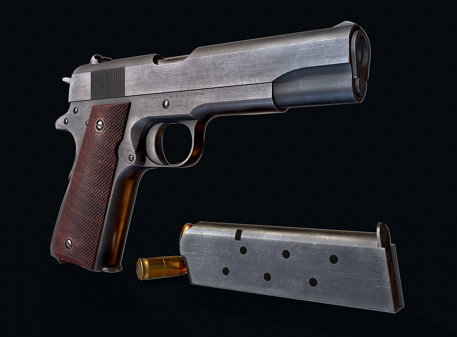 Colt M1911 Low-poly 3D model_2