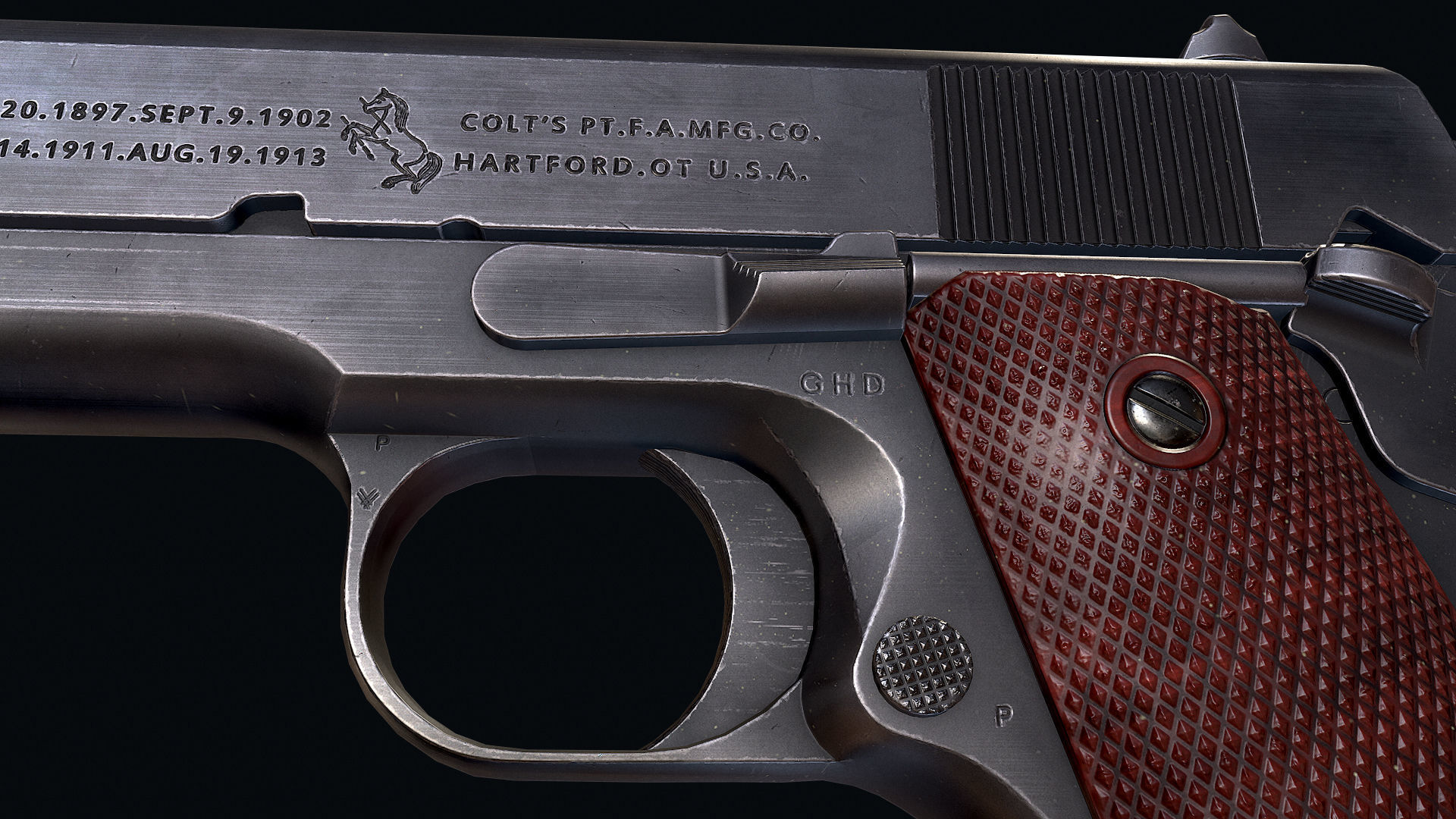 Colt M1911 Low-poly 3D model_7